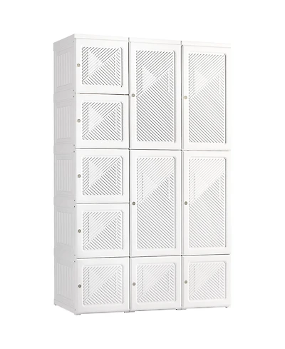 Homcom Portable Wardrobe Folding Closet with Cube Storage,