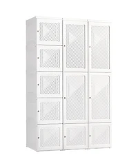 Homcom Portable Wardrobe Folding Closet with Cube Storage,