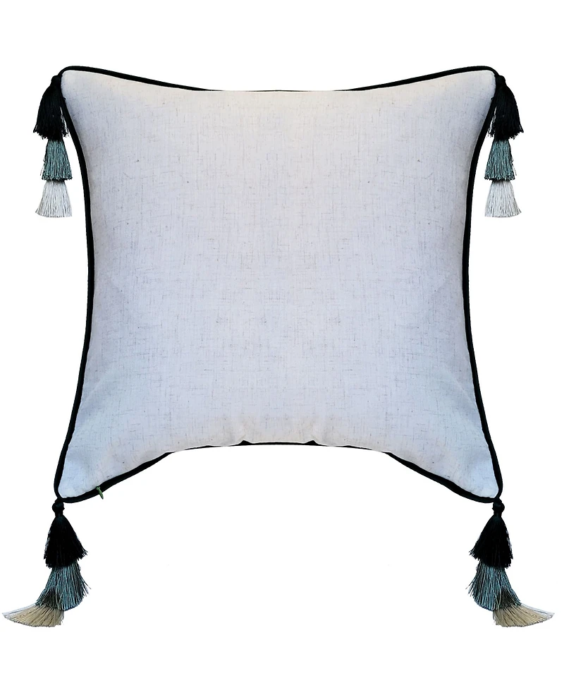 Edie@Home Velvet Reversible Tassel Decorative Pillow, 18" x 18"