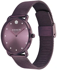 Coach Women's Elliot Purple Stainless Steel Mesh Bracelet Watch 36mm