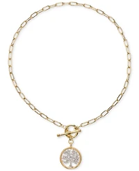 Diamond Family Tree Paperclip Link 18" Toggle Necklace (1/5 ct. t.w.) in Sterling Silver & 14k Gold-Plate