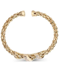 Diamond Pave Twist Pyramid Link Cuff Bracelet (5/8 ct. t.w.) in 14k Gold-Plated Sterling Silver