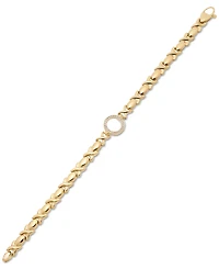 Diamond Circle Stampato Link Bracelet (1/6 ct. t.w.) in 14k Gold-Plated Sterling Silver