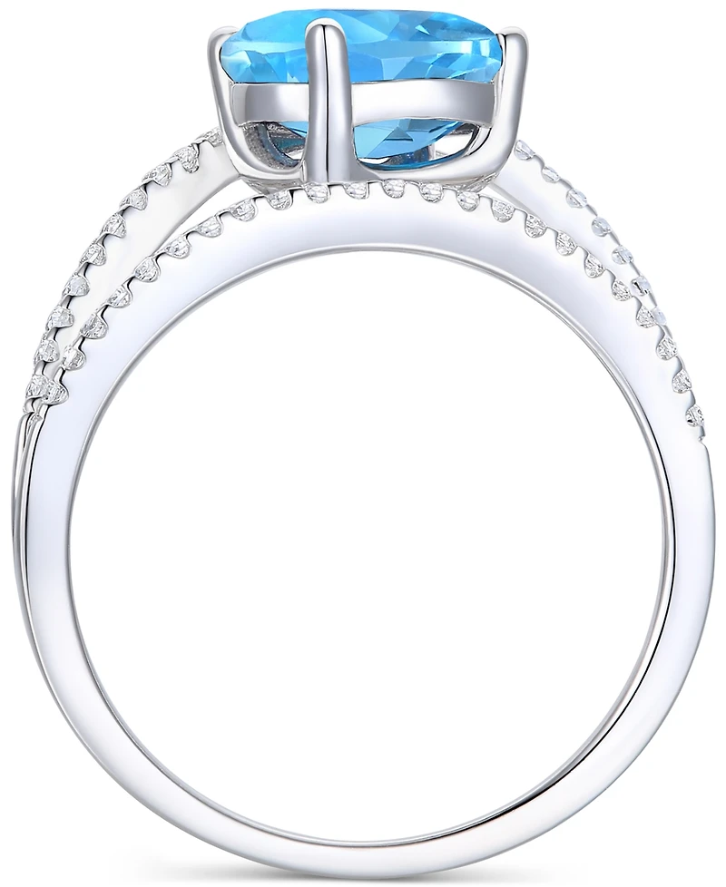 Amethyst (1-3/4 ct. t.w.) & Lab-Grown White Sapphire (3/8 Openwork Statement Ring Sterling Silver (Also Blue Topaz)