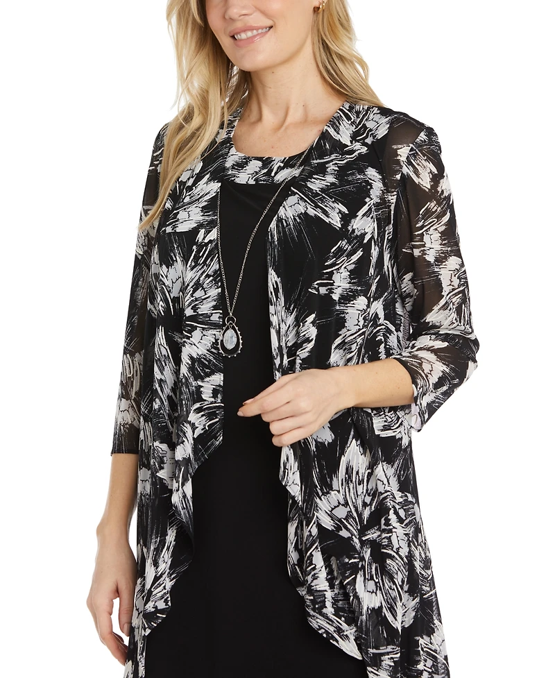 R & M Richards Necklace Dress Printed Jacket