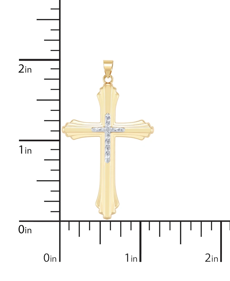 Large Two-Tone Cross Pendant in 10k Gold
