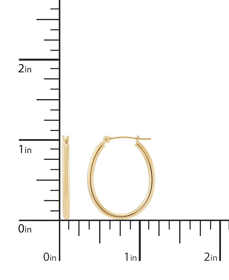Polished Oval Tube Hoop Earrings in 10k Gold, 1 inch