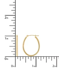 Polished Oval Tube Hoop Earrings in 10k Gold, 1 inch