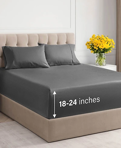 Cgk Unlimited Cotton Sheet Set 18" - 24" Inch Extra Deep Pocket Queen
