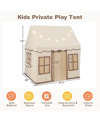 Costway Kids Play Castle Tent Large Playhouse Toys Gifts with Star Lights Washable Mat