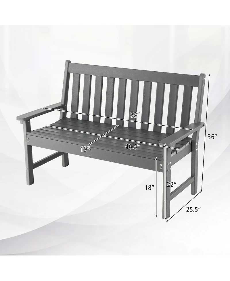 Garden Bench All-Weather Hdpe 2-Person Outdoor for Front Porch Backyard