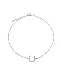 Bling Jewelry Delicate Pave Cz Horseshoe Anklet Ankle Bracelet Gold Plated Sterling Silver 9-10"