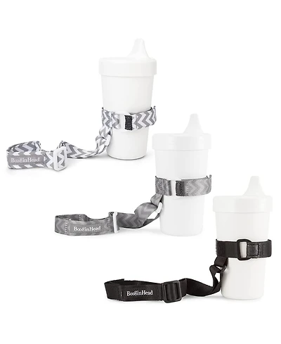 BooginHead Baby SippiGrip Sippy Cup Strap & Baby Bottle Holder, Black & Chevron , 3 Count