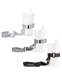 BooginHead Baby SippiGrip Sippy Cup Strap & Baby Bottle Holder, Black & Chevron , 3 Count