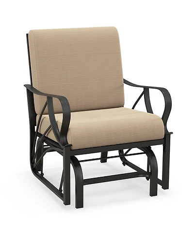 2PCS Patio Rocking Chair with Cushion Heavy-Duty Metal Frame Smooth Glider Outdoor