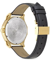 Versace Women's Swiss Medusa Deco Black Leather Strap Watch 38mm