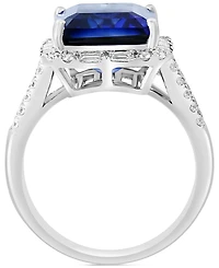 Effy Lab Grown Sapphire (7-5/8 ct. t.w.) & Lab Grown Diamond (1 ct. t.w.) Halo Statement Ring in 14k Gold