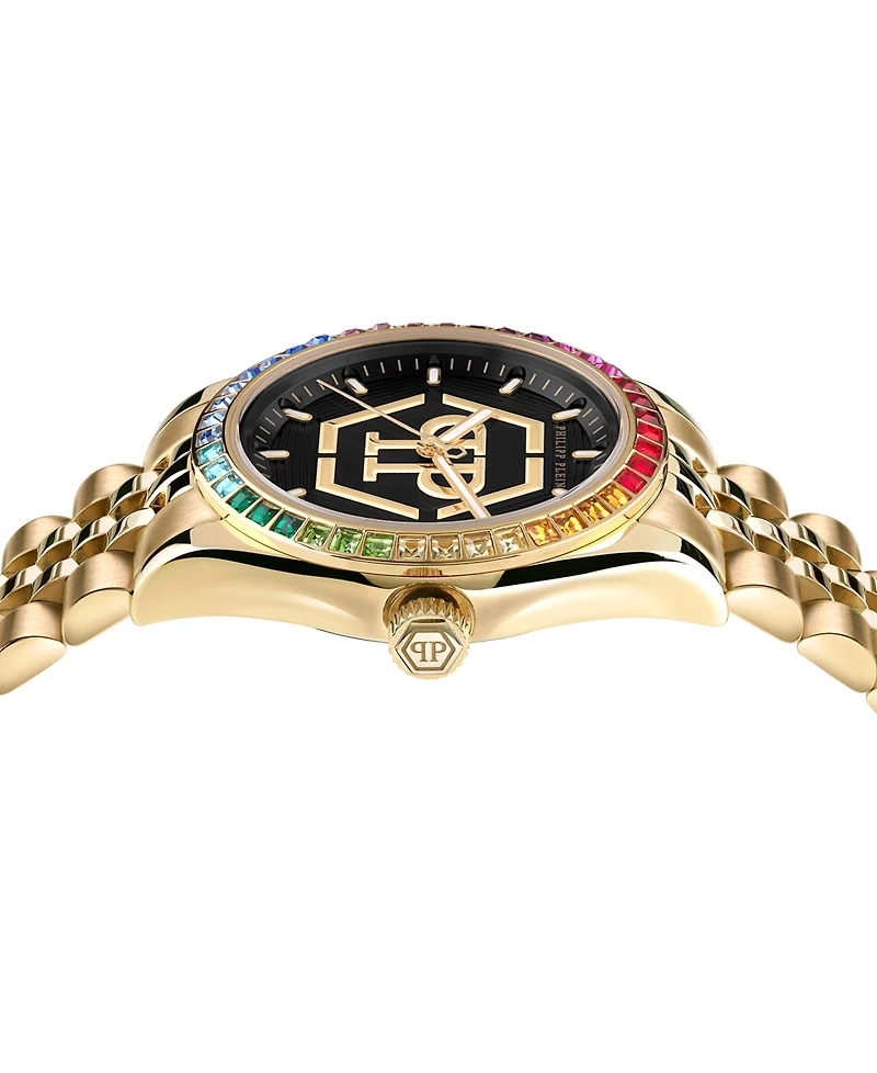 Philipp Plein Women's Date Superlative Gold-Tone Stainless Steel Bracelet Watch 38mm