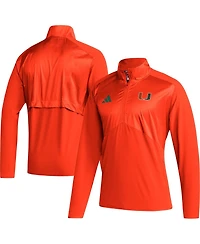 Men's adidas Orange Miami Hurricanes Sideline Aeroready Raglan Sleeve Quarter-Zip Jacket