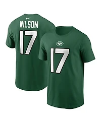 Men's Nike Garrett Wilson Green New York Jets Player Name and Number T-shirt