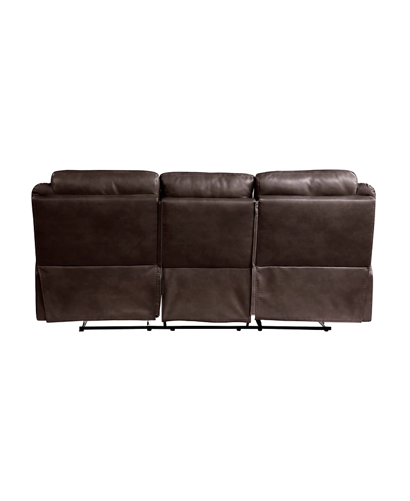 White Label Calico 89" Double Reclining Sofa with Center Drop-Down Cup Holders, Power Outlets