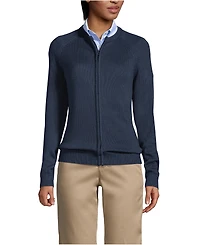 Lands' End Women's Cotton Modal Zip-front Cardigan Sweater