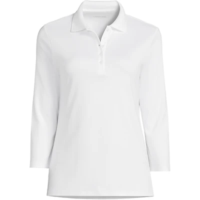 Lands' End Women's Petite 3/4 Sleeve Supima Cotton Polo Shirt