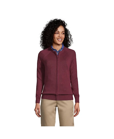 Lands' End Women's Cotton Modal Zip-front Cardigan Sweater