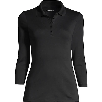 Lands' End Women's Petite 3/4 Sleeve Supima Cotton Polo Shirt
