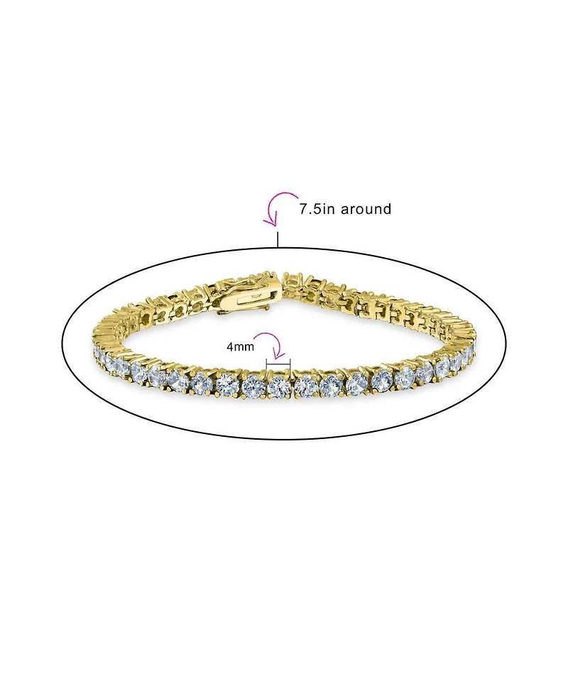 Bling Jewelry Classic 12CTW Prong Basket Set Round Cubic Zirconia Solitaire Cz Tennis Bracelet Gold Plated 7.5 Inch