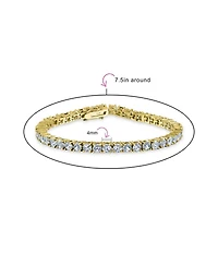 Bling Jewelry Classic 12CTW Prong Basket Set Round Cubic Zirconia Solitaire Cz Tennis Bracelet Gold Plated 7.5 Inch