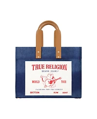 True Religion Washed Navy Denim Large Tote