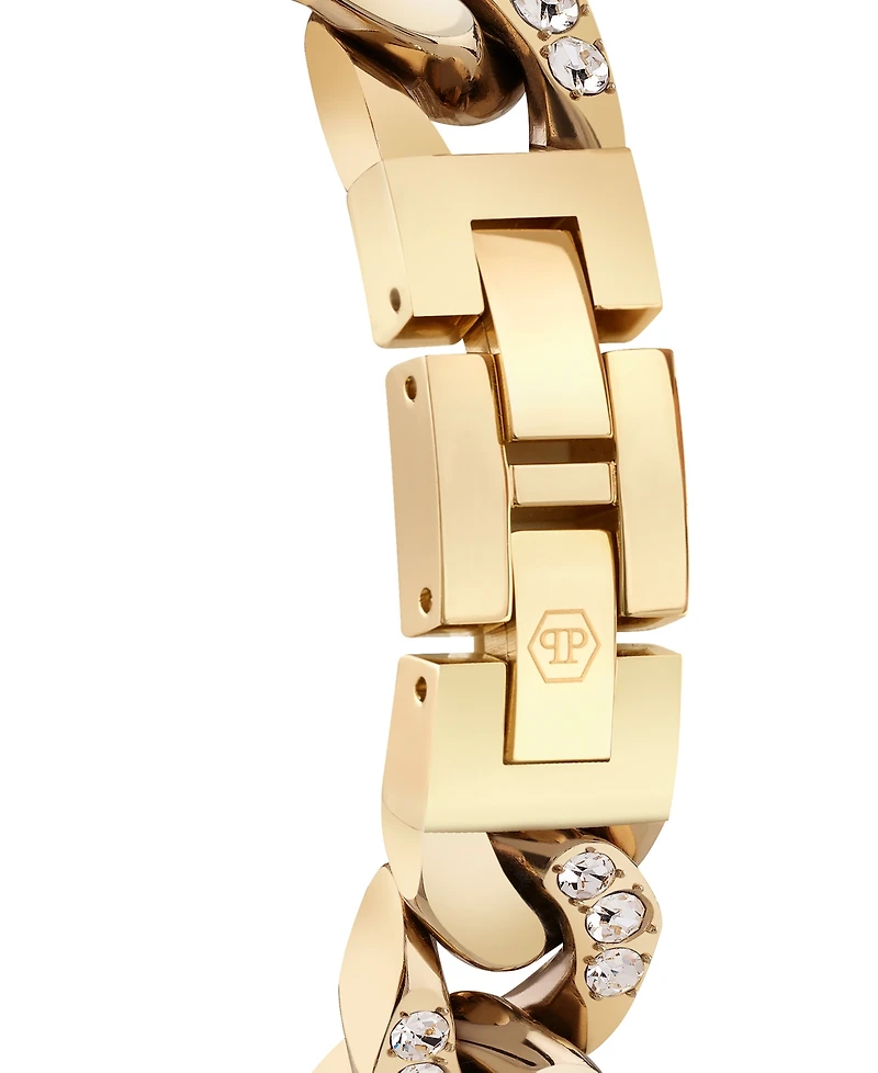 Philipp Plein Women's The Hexagon Gold-Tone Stainless Steel Crystal Link Wrap Bracelet Watch 28mm
