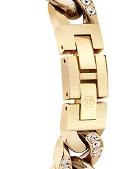 Philipp Plein Women's The Hexagon Gold-Tone Stainless Steel Crystal Link Wrap Bracelet Watch 28mm