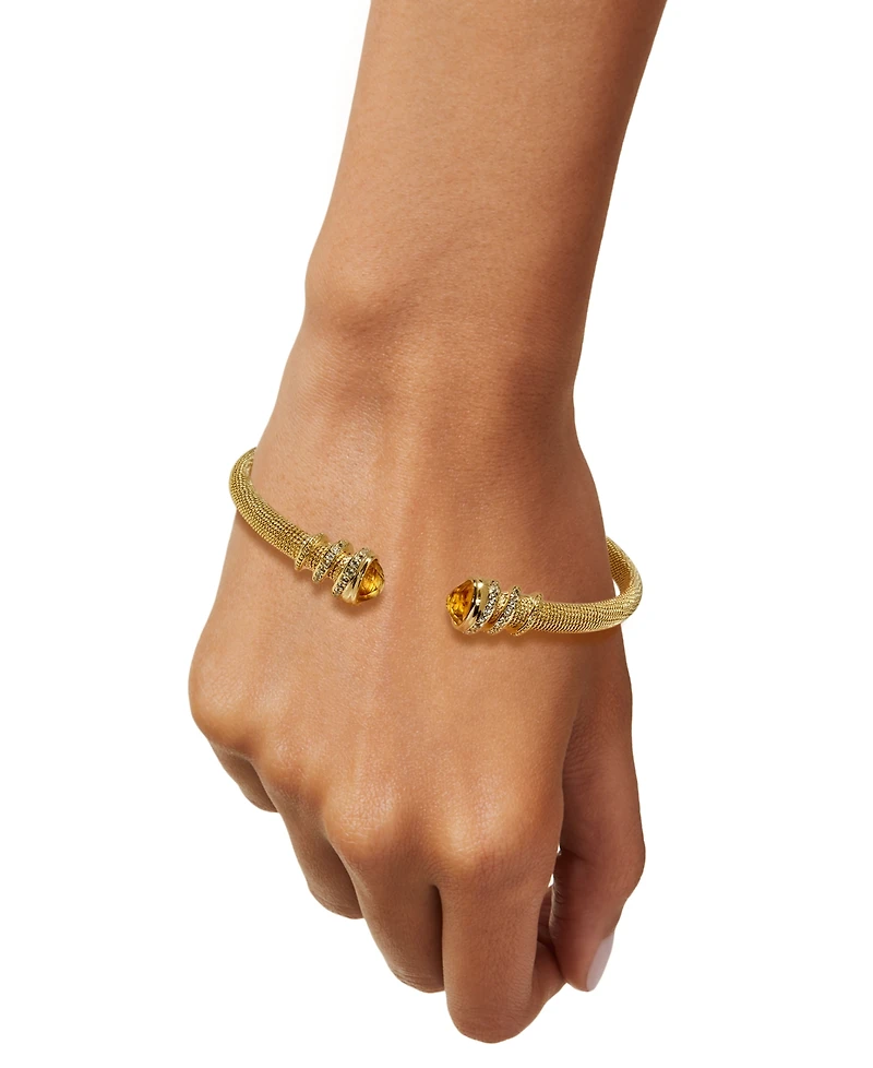 Amethyst (1-1/5 ct. t.w.) & White Topaz (3/8 Cuff Bangle Bracelet 14k Gold-Plated Sterling Silver (Also Sky Blue Citrine)