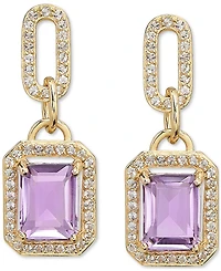 Amethyst (4-3/8 ct. t.w.) & White Topaz (1-1/6 Framed Dangle Drop Earrings 14k Gold-Plated Sterling Silver (Also Sky Blue Topaz, Onyx