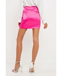 Grey Lab Women's Solid Satin Fit Mini Skirt