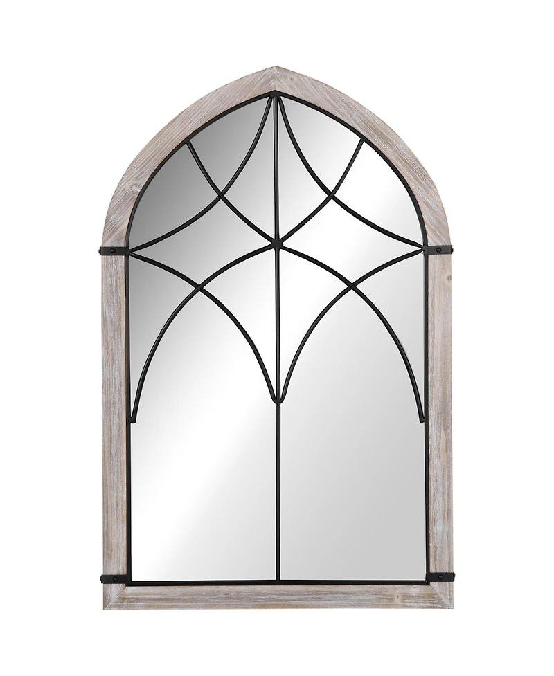 Homcom 36.5" x 23.5" Farmhouse Wall Mirror, Arch Window Mirror for Wall