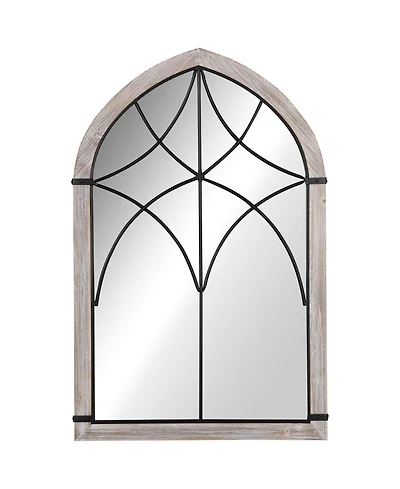 Homcom 36.5" x 23.5" Farmhouse Wall Mirror, Arch Window Mirror for Wall