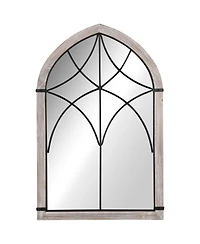 Homcom 36.5" x 23.5" Farmhouse Wall Mirror, Arch Window Mirror for Wall