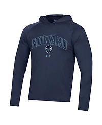 Men's Under Armour Navy Howard Bison 2023 Sideline Tech Hooded Raglan Long Sleeve T-shirt