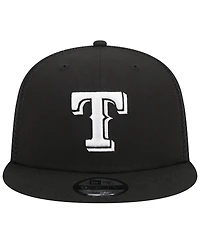 Men's New Era Black Texas Rangers Trucker 9FIFTY Snapback Hat