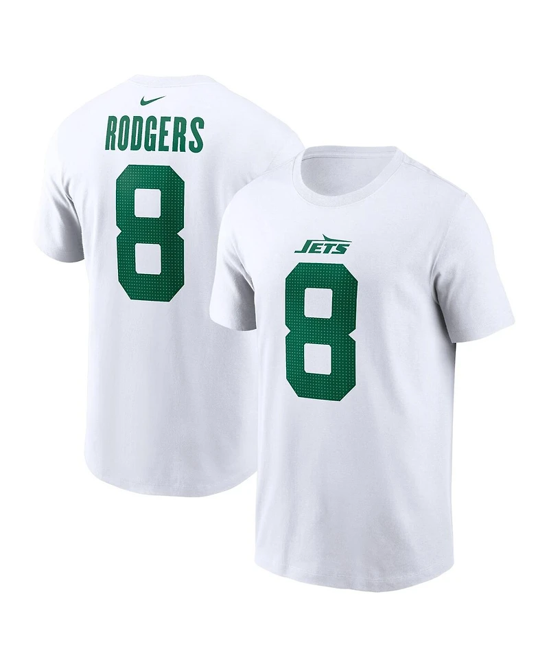 Big Boys Nike Aaron Rodgers White New York Jets Legacy Player Name and Number T-shirt