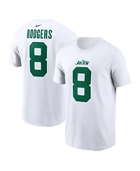 Big Boys Nike Aaron Rodgers White New York Jets Legacy Player Name and Number T-shirt