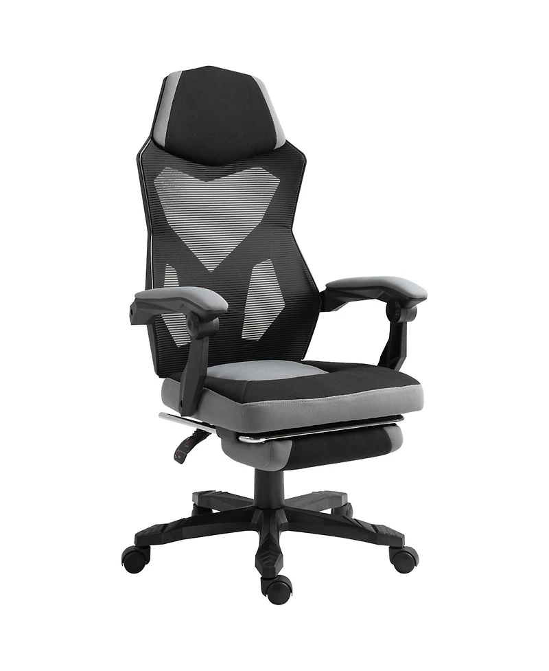 Vinsetto Office Chair Adjust Height Recliner with Footrest, Wheel, Mesh Back
