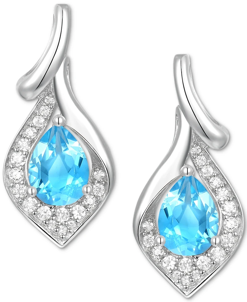 Amethyst (1-1/4 ct. t.w.) & Lab-Grown White Sapphire (1/4 Drop Earrings 14k Gold-Plated Sterling Silver (Also Blue Topaz O