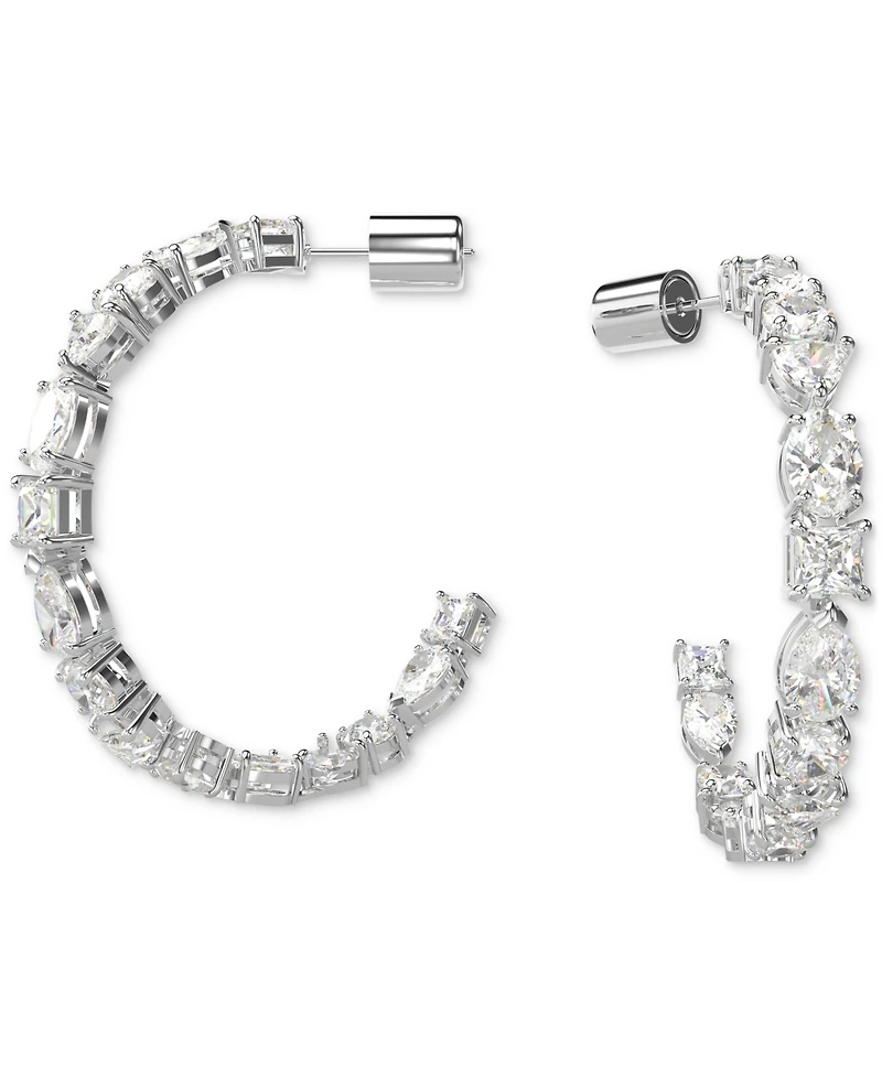 Swarovski Rhodium-Plated Medium Mixed Crystal C-Hoop Earrings, 1.54"