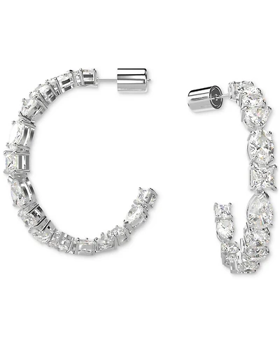 Swarovski Rhodium-Plated Medium Mixed Crystal C-Hoop Earrings, 1.54"