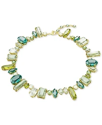 Swarovski Gold-Tone Green-Hued Crystal Mixed Cut Collar Necklace, 14" + 1-3/4" extender