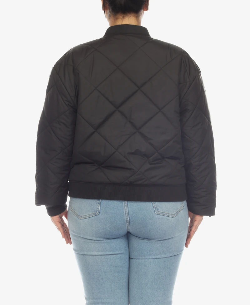 White Mark Plus Diamond Quilted Puffer Bomber Jacket